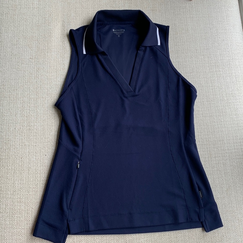 COPY - Athleta Women’s XS Navy sleeveless with collar sport shirt